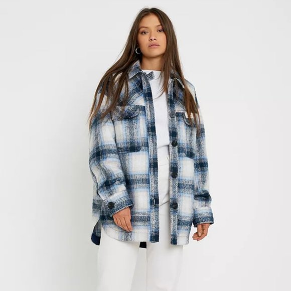 Urban Outfitters Wool Check Shirt Jacket - Picture 1 of 7